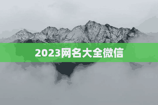 2023网名大全微信(2023网名大全微信昵称)